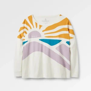 T-shirt manches longues en coton bio Sunsets - Marshmallow