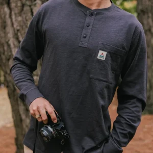 Henley à manches longues en slub Headland - Noir délavé