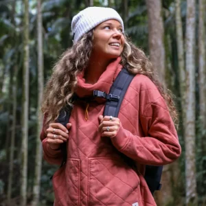 Clementine recyclé matelassé col montant - Ocre rouge