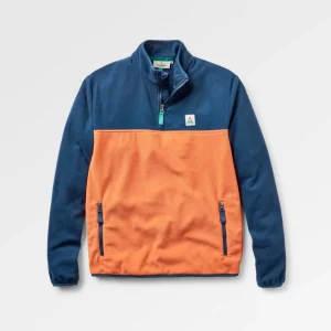 Polaire Recyclée à Fermeture Éclair 1/4 Set Off - Bleu Marine/Orange Brûlé