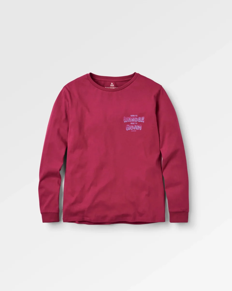 T-shirt à manches longues en coton recyclé Woodcut - Cranberry