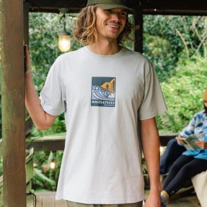 T-shirt en coton bio Waves & Trees - Bleu Gris