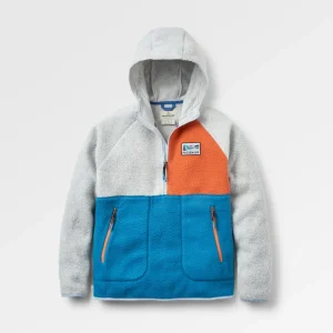 Maine demi-zip polaire sherpa recyclée - bleu acier
