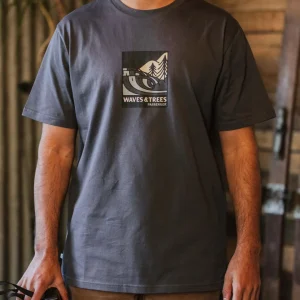 T-shirt en coton bio Waves & Trees - Charcoal