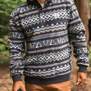 Veste en polaire décontractée - Rayures géométriques noir délavé