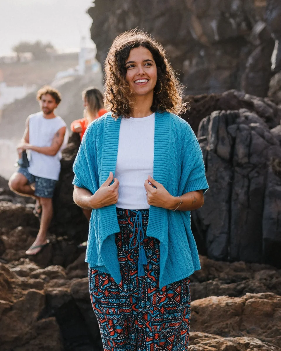 Cardigan Tricoté Confortable - Geai Bleu