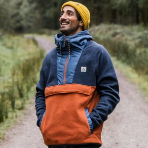 Hoodie Woodland 1/2 Zip en Polaire Recyclée - Deep Navy/Baked Clay