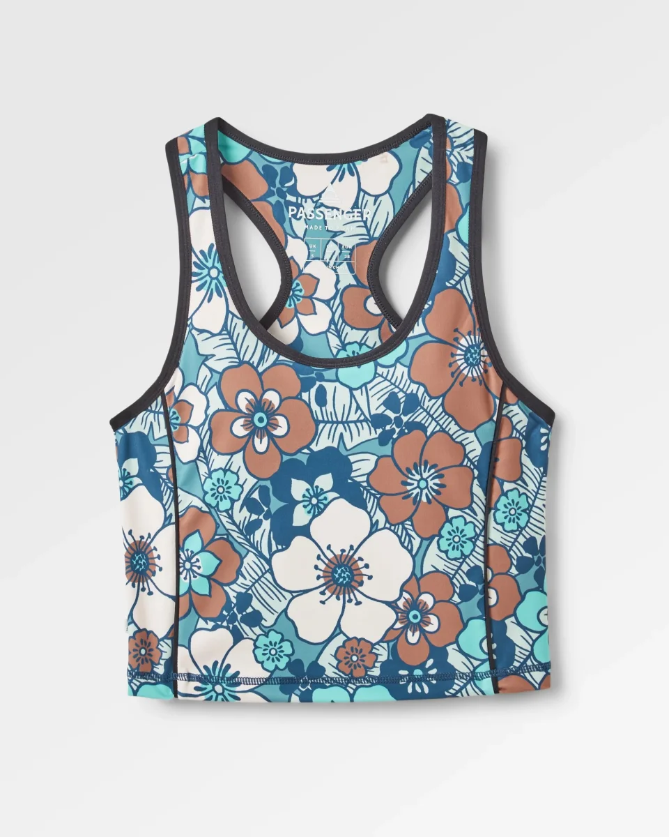 Haut Court Actif Recyclé Mantra - Vintage Floral Aqua – Image 2