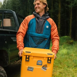 Veste Isolante Recyclée à Fermeture Éclair 1/2 Oceanic - Bleu Tidal/Orange Brûlé