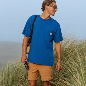 T-shirt coupe décontractée recyclé Heritage - Bleu Vrai