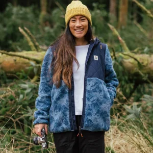 Polaire Zippée à Poils Longs en Sherpa Recyclé Sefton - Abstract Mountain Blue Steel