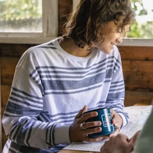 Haut à manches longues texturé et élégant - Rayures marines