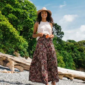 Jupe Maxi en Coton Recyclé Fareway - Patchwork Vintage Noir/Multicolore