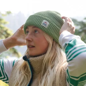 Bonnet en maille gaufrée recyclée à double couche Moss - Vert Poire