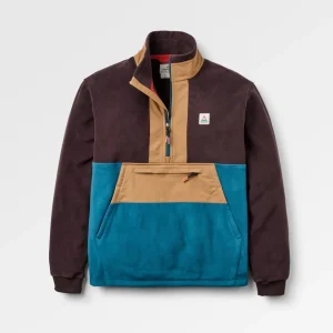 Hoodie Woodland recyclé en polaire Polartec - Espresso/Bleu Tidal