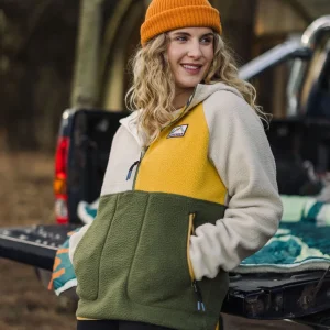 Polaire Recyclée en Sherpa à Fermeture Éclair 1/2 Maine 2.0 - Kaki