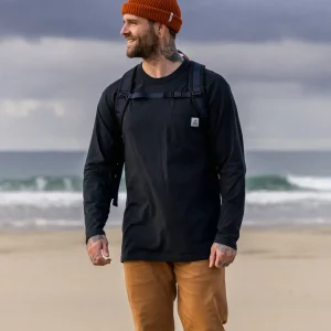 T-shirt à Manches Longues Coupe Décontractée Recyclé Heritage - Noir