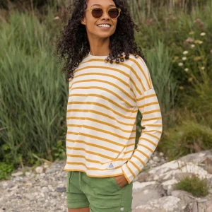 T-shirt à Rayures Brumeuses à Manches Longues - Miel