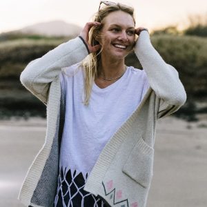 Cardigan en fil recyclé Leif - Blanc cassé