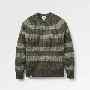 Pull recyclé en maille - Rayures multi olive foncé