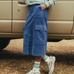 Jupe midi en velours côtelé Avian - denim foncé