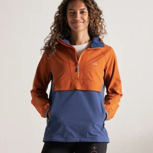 Anorak Softshell Recyclé Ocean Light - Denim Foncé/Orange Couché de Soleil