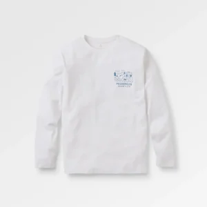 T-shirt à manches longues en coton recyclé pour hommes Roam Slow - Blanc