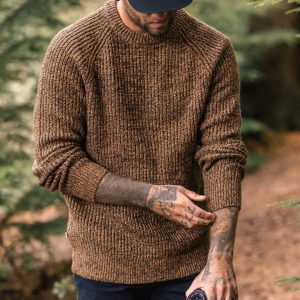 Pull recyclé en maille - Ocre poussiéreux