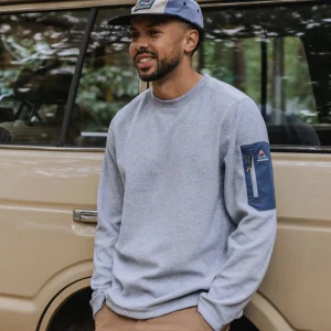 Sweat en polaire recyclée à motif forêt - gris chiné