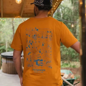 T-shirt homme en coton recyclé Roam Slow - orange rétro