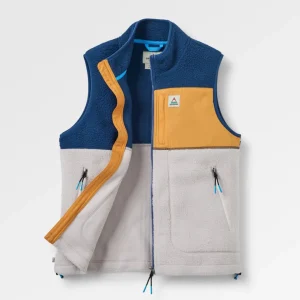 Gilet sherpa recyclé Fairbanks - denim foncé/blanc vintage