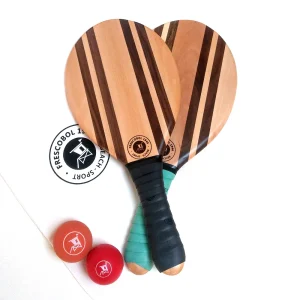 Frescobol Set de Raquettes de plage en bois - Tropical Green/Noir