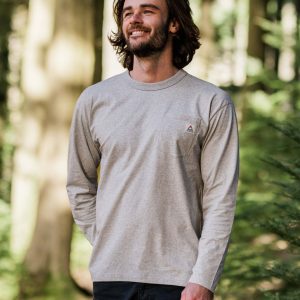 T-shirt à Manches Longues Coupe Décontractée Recyclé Heritage - Gris Chiné