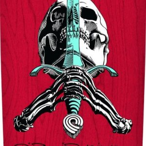 Powell Peralta OG Ray Rodriguez Skull & Sword Reissue Skateboard Deck Red Stain - 10 x 30