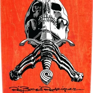 Powell Peralta OG Snub Ray Rodriguez Skull & Sword Reissue Skateboard Deck Orange Stain - 10 x 28.25