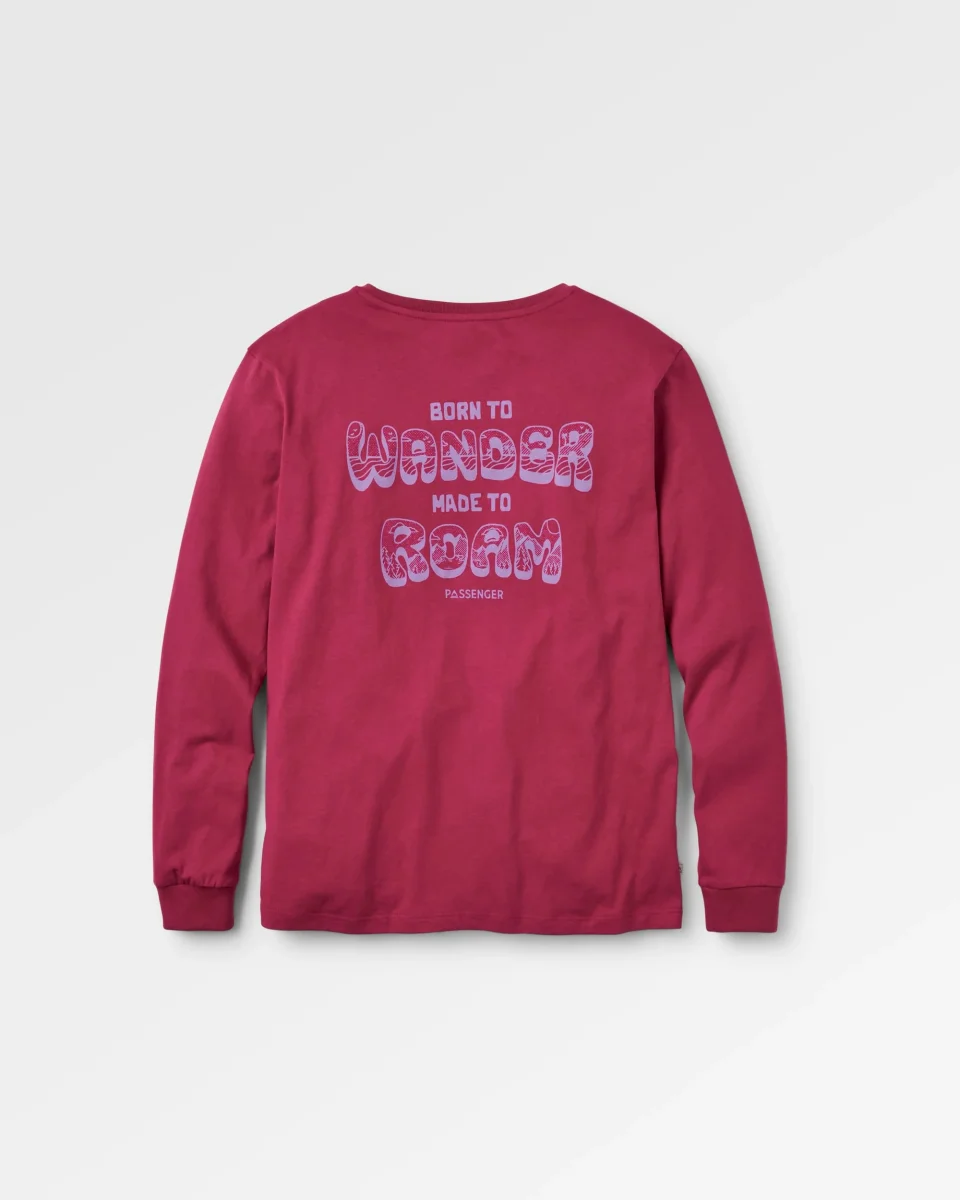 T-shirt à manches longues en coton recyclé Woodcut - Cranberry – Image 2