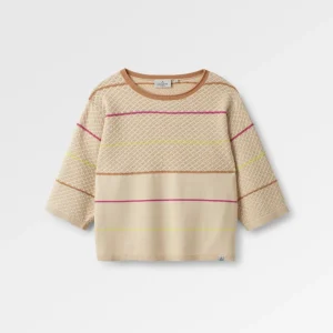 Pull Bio Tricoté Migrate - Rayures Multicolores Avoine