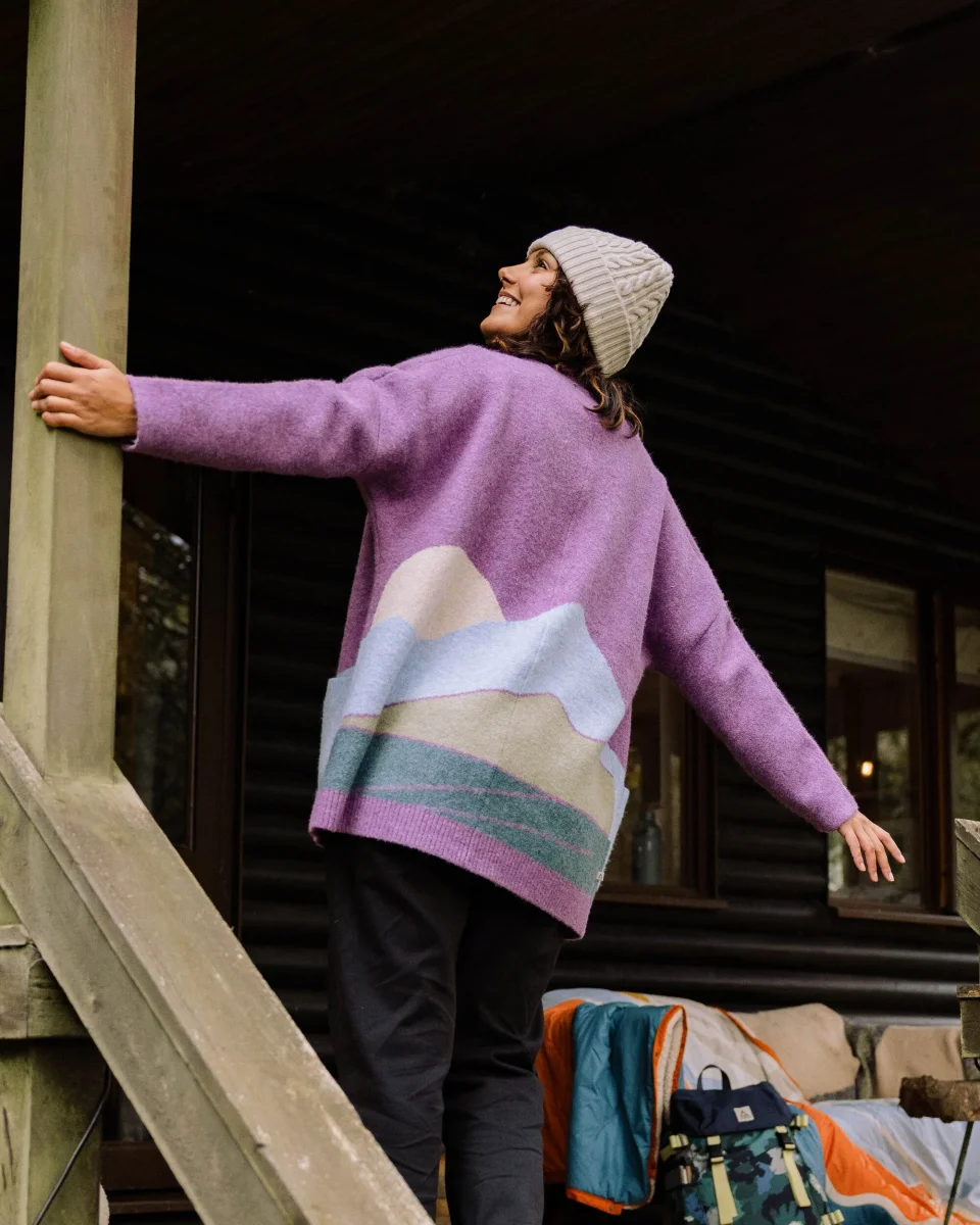 Cardigan Tricoté Recyclé Vista - Rhubarbe