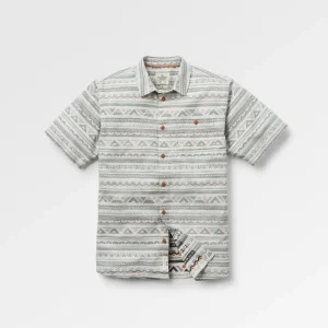 Chemise à manches courtes texturée décontractée - motif géométrique gris orage