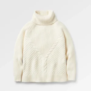 Polo à col roulé tricoté recyclé Snuggle - Blanc cassé