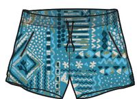 Short polyvalent recyclé Way Out - Patchwork vintage bleu piscine – Image 8
