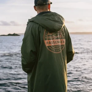 Poncho de Surf Doublé en Sherpa Recyclé Waves - Kaki