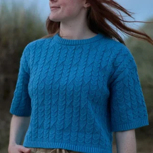 Pull Homely à Manches Courtes Tricoté - Bluejay