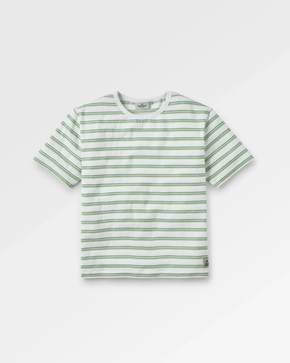 T-shirt en Coton Bio Retro Vibes - Rayures Multi Blanc/Vert – Image 2