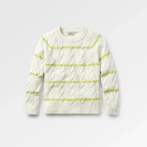 Pull bio à rayures confort - Rayures lime