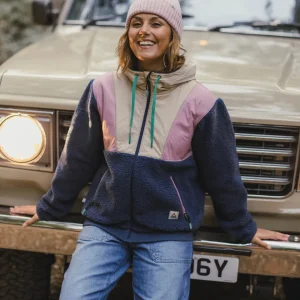 Veste à capuche en sherpa zippée Joy Full - denim foncé/plume