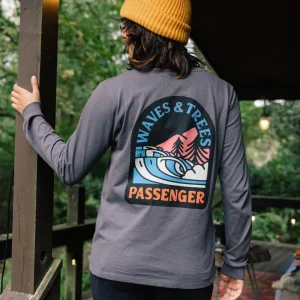 T-shirt manches longues recyclé Waves & Trees - Charcoal