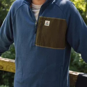 Sweatshirt en coton recyclé 1/4 zip Offgrid - Denim foncé