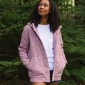 Hoodie à boutons-pression matelassé recyclé Clementine - Pink Haze
