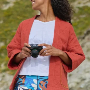 Surchemise Matelassée en Coton Bio Mira - Rouge Ocre